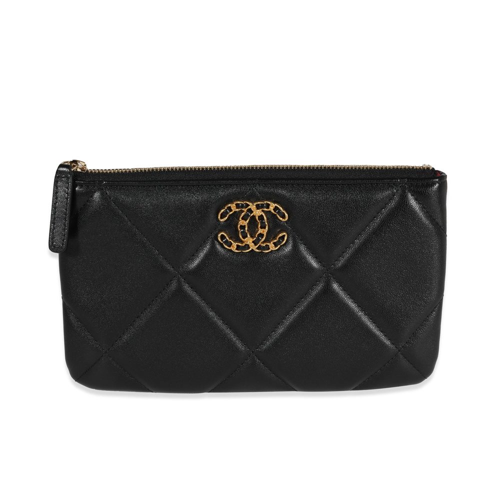 Chanel Black Lambskin Quilted Chanel 19 O Case